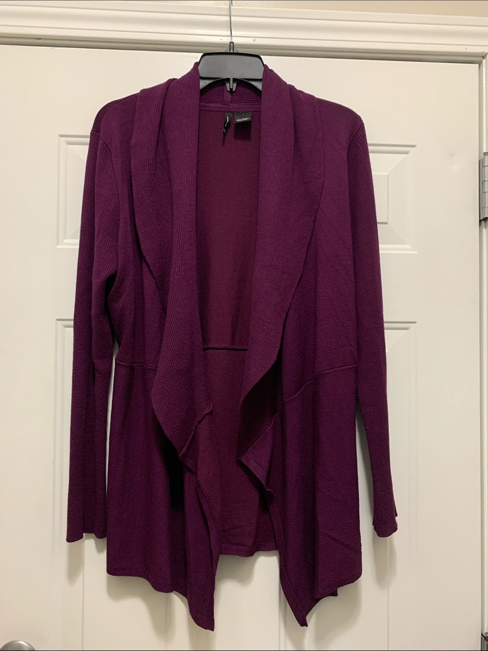 3/$15 new directions Deep Plum Purple Draped Open-Front Cardigan Large
